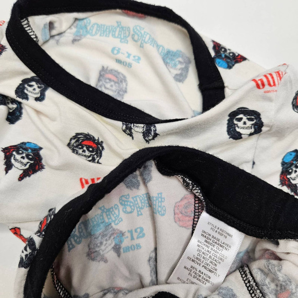 Rowdy Sprout Guns N Roses Long Sleeve Thermal Set 6-12m Months 2pc PJs Band - Picture 7 of 8